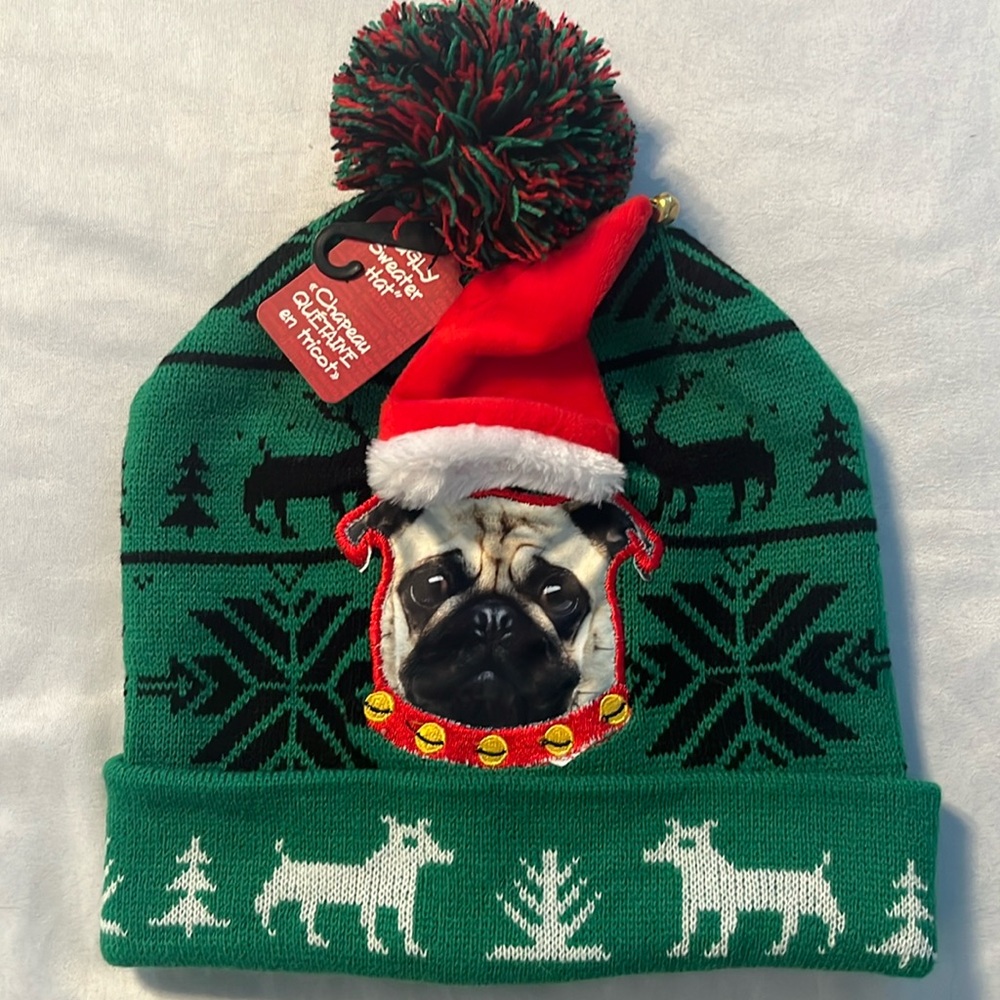 NWT Pug Christmas Toque